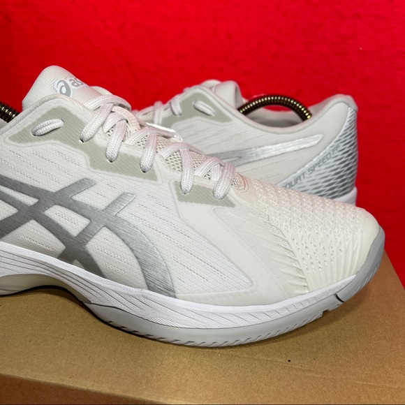 Asics Court Speed FF SAMPLE PAIR Men's Size 9 Running Shoes White Silver - Picture 3 of 12